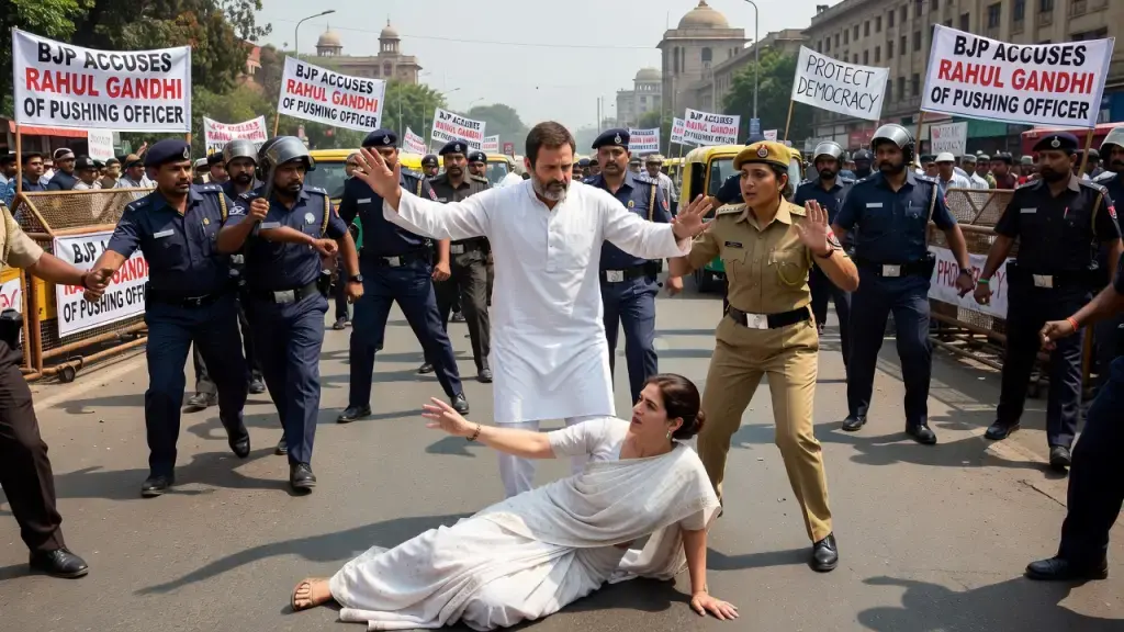 BJP Releases Protest Footage, Accuses Rahul Gandhi of Pushing Officer